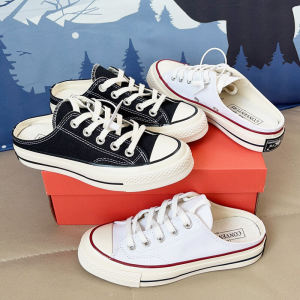 Muller Shoes Canvas Shoes 2023 Summer Sloth Sneakers Closed Toe Half Slippers Women Outwear Classic Style Slip-on