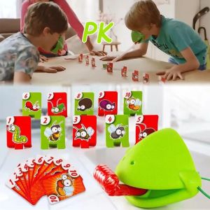 Frog Tongue-Sticking Toy Lizard Mask Frog Playing Card Two-player Card Game Desktop Interactive Toys
