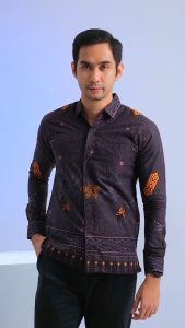 Batik Handara - Rangkong Bornean Hitam Kemeja Pria Furing Erro