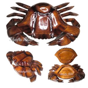 Asbak / Toples Bentuk Kepiting Kayu Jati Asli Jepara