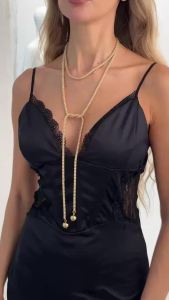 Ingemark | Ingemark Vintage Elegant CCB Rounds Ball Pendant Necklace for Women Trendy Versatile Long Metal Choker Chain New Jewelry Gifts