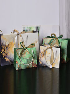 Ins White Flowing Gold Paper Bag Gift Candy Packaging Handheld Baking Paper Bag Customizable Eco-friendly Thickness 3mm