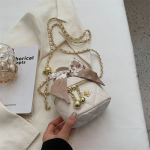 Mini Bucket Bag Womens Crossbody Chain Diamond Pattern Soft PU Leather Casual Single Shoulder Bag Fashion Trend