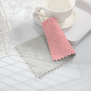 5/10/15Pcs Kitchen Dish Towels Double-layer Home Ultra Soft Absorbent Pad Coral Fleece Dishcloth Nonstick Oil Fast Dry Washcloth