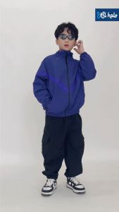 Bộ Thu Đông Bé Trai 2-9 Tuổi (8-38Kg) BL HALO Set Đồ Áo Khoác Gió Quần Gió Bé Trai Phong Cách Cá Tính Giữ Ấm QDG26AKG11