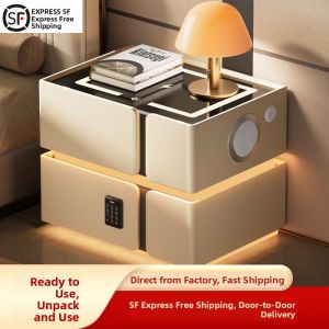 Modern Minimalist Floating Nightstand Bedroom Storage Cabinet Integrated Design Support Anti-Tip Design Real Wood Material