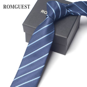 Romguest | EASY-TO-WEAR STRIPED BLUE SLIM TIE