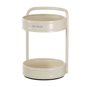 Kitchen Rotating Spice Rack Storage Box Double Layer Metal Countertop Organizer Creative Design Spice Container Holder