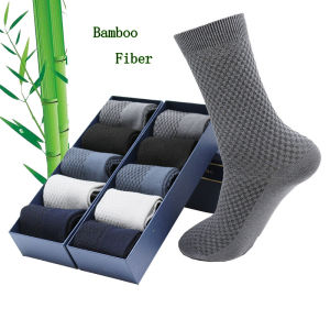 5/10 Pair Mens Bamboo Fiber Business Socks High Quality Breathable Fashion Long Black Harajuku Retro Socks SIZE 40-46