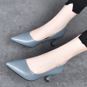 รองเท้าส้นสูงหนังแท้สำหรับผู้หญิง รองเท้าทำงานแบบสวม ทรงหัวแหลม ทรงหัวมน รองเท้าทำงานสีน้ำเงิน รองเท้าทำงานแบบสวม รองเท้าทำงานแบบสวม