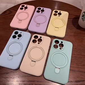 Liquid Silicone Case for iPhone 17 Pro Max/17 Pro/17 with MagSafe Stand Soft Skin Touch Precise Cutouts Camera Lens Protector Cover
