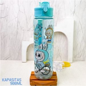 Botol Minum Anak Karakter Labubu 900 ML Free Sedotan BPA Free