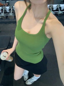 LANMENGYA | Avocado Green Braided Vest with Pads Anti-exposure One-piece