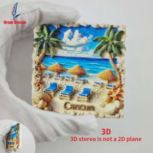 1Pc Cancun Creative 3D Embossed Refrigerator Magnet World Travel Souvenir Collection Suitable for Home and Office Decoration Personalized Exclusive Travel Souvenir Magnetic Refrigerator Magnet Home Decoration Kitchen Room Office Cabinet Crafts G...