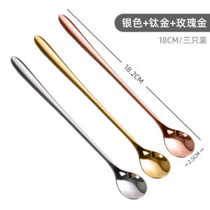 Thìa Canh Bằng Thép Không Gỉ Dài Tay Cầm Nhỏ Thìa Cà Phê Thìa Mật Ong Sáng Tạo Thìa Đá Dài Thìa Múc Đồ Ăn