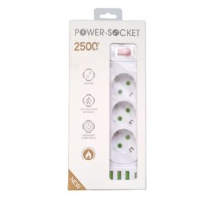 Power Socket 3 port + 3 USB + 1 Usb Type C 2500w On Off Lubang Colokan 7in1