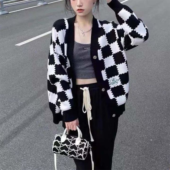 Black and white cardigan best sale