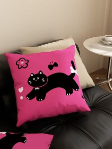 Dopamine Sofa Pillow Living Room Bedroom Window Seat Pink Pillowcase Nap Time Polyester Fiber Square Cushion Home Decor