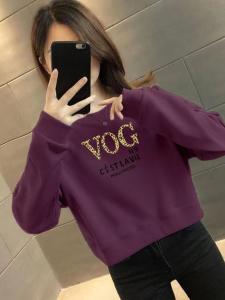 High Waist Short Sleeveless Womens Sweatshirt Spring Autumn New Fashion Versatile Loose Casual Top Elegant round Neck