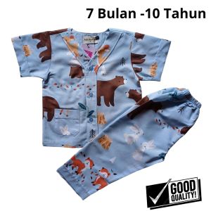 Piyama anak premium untuk usia 1-10th bahan adem tanpa kerah variasi y