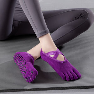 Five Finger Yoga Socks Female Professional Non Slip Knee-High Black Indoor Pilates Beginner Autumn and Winter Leggings Fitness Socks