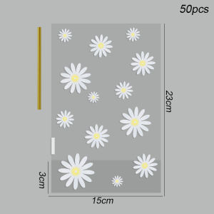 50/100pcs Daisy Flower Candy Bags Transparent Cookie Biscuit Baking Packaging Bag Wedding Birthday Party Gifts Wrapping Supplies