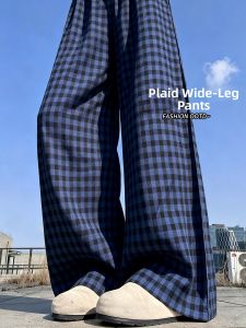 YISOF | Slimming High Waist Loose Drape Wide Leg Trousers Checkered