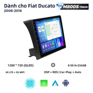 Đầu Radio Đa Phương Tiện Tích Hợp CarPlay Không Dây Android Auto GPS Dẫn Đường WiFi Bluetooth Dual Din RAM 6G ROM 128G Dành Cho Xe Fiat Ducato 2006-2016