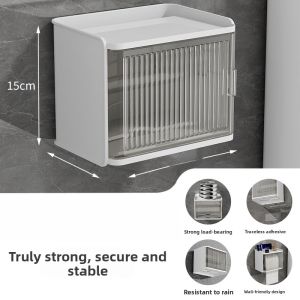 Bathroom Wall-Mounted Waterproof Tissue Box Toilet Roll Paper Holder No-Drilling Required Toilet Organizer Nordic Style