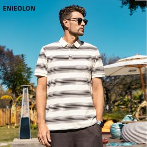 Enjeolon | Casual Business Striped Polo Shirt
