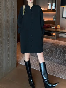 UYFY | Design Minimalist Black Long Sleeve Dress Loose Fit