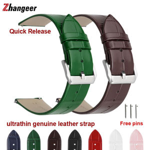 Zhangeer High-quality Breathable Light Softness Ultrathin 100% Genuine Leather Quick Release Strap For Women Men Watch Band 12mm 14mm 16mm 18mm 19mm 20mm 21mm 22mm Universal Top Layer Cowhide Straps Waterproof Bracelet Belt