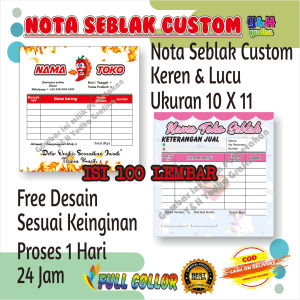 Min. 6 Nota Custom 1/6 100 Lembar Tanpa Rangkap 1 Ply Untuk SeblakWarungIsi Galon Y&H YudhaGrafika