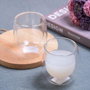 Gelas kaca double wall anti panas 210 ml + box
