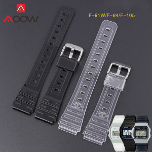 Aotelayer Colorful TPU Watch Strap for C-asio F-91W/F84/F105/108/A158/168 AE-1200/1300 Transparent Silicone Wrist Band Bracelet Accessories 18mm