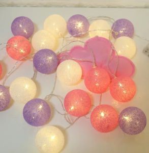 4CM Cotton Ball Light String Garland Fairy Lamp LED Holiday Wedding Party Home Bed Decoration Battery box Valentines Day
