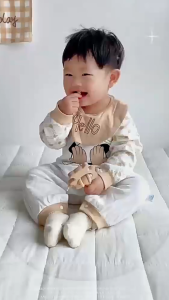 100% ผ้าฝ้าย ชุดเสื้อผ้าเด็กแขนยาว ชุดเด็กคลุมตัว เสื้อผ้าเด็กฤดูใบไม้ผลิ-ใบไม้ร่วง สวมใส่สบาย ระบายอากาศได้ดี ซึมซับเหงื่อและระบายความร้อน ไม่ทำให้ร้อนอับ