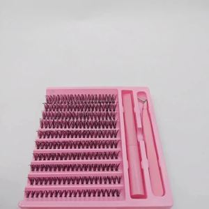DIY Lash Extension Kit 200pcs Lash Clusters with Bond D Curling False Eyelashes Kit Includes Tweezers for Professional Results