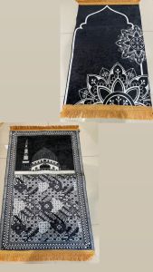 Sajadah Kiswah Hitam Tebal Anti Slip Premium Hitam Rumbai Gold