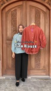 MUMU TINA ATASAN WANITA BLOUSE CUBIT LENGAN BALON PREMIUM FULL KANCING DEPAN TERBARU BY MUMU FASHION