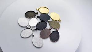 5Pcs/Lot Stainless Steel Pendant Blank Setting Oval Cabochon Base Cameo Charm Pendant for DIY Pendants Jewelry Making Supplies