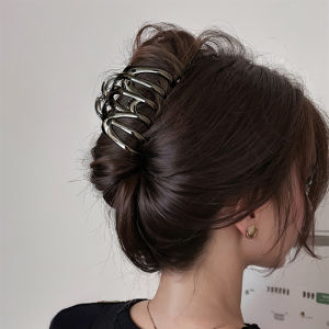 Large Metal Pumpkin Pom Hair Clip Womens Back of Head Eight Character Grab Clip Fashionable New Design Hair Accessories