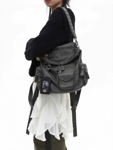 JANDRESS | Multi-Pocket Rivets Y2K Style Shoulder Backpack