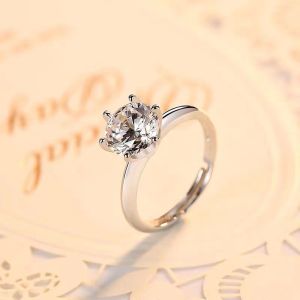 Fy💙 Zirkonia Mengatur Cincin Wanita / Cincin Berlian Enam Cakar Platinum / Cincin Berlian Mahkota / Cincin Berlian / Aksesoris Mode