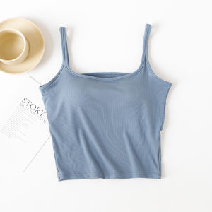 Camisole Womens Summer with Chest Pad Thread Crop Top Slim Fit Inner Wear Bra Integrated Beautiful Back Basic Short Tops