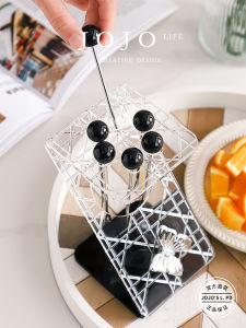 Nordic Acrylic Stainless Steel Fruit Fork Holder Lightweight Luxury Minimalist Style Reusable Dining Utensils Fruit Stick Holder