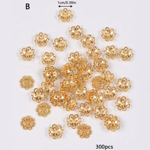 50/100/300Pcs Double Flower Bead Caps Metal End Cap Vintage Silver Gold Spacers DIY Bracelet Necklace Earrings Jewelry Crafts