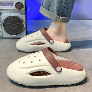 Flowllorss Mens Summer Outdoor Wear Anti-Slip Big Head Clog Shoes Thick Bottom Sandals Breathable Slip-On Beach Sports Shoes