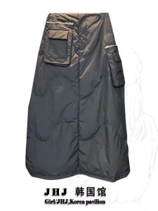 High Waist A-Line Mini Skirt for Women Winter Cotton Pocket Black Skirt Durable Cotton down Jacket Mid-Length Commute Style