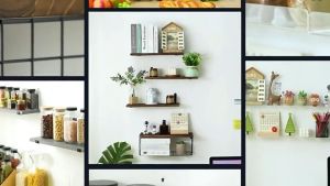 Wooden Wall Mounted Bathroom Storage Rack Organizer Shelf Wall Hanging Decoration Display Holder Nordic Style Decorative Shelves for Living Room Rustproof Adjustable Shower Rack Household Metal Shelf Space Saver